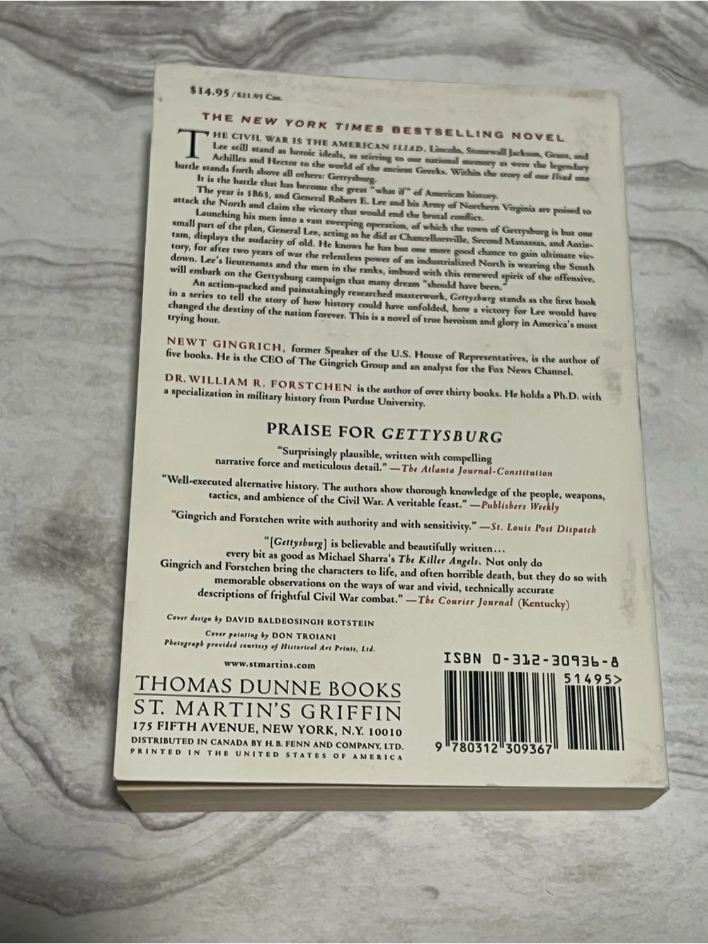 Gettysburg by Newt Gingrich & William R. Forstchen - White/Cream Cover